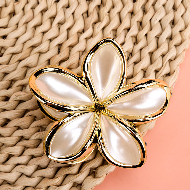 Gold Trim Egg Flower Medium Hair Claw Clip PS 4012000353