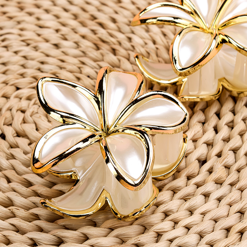 Gold Trim Egg Flower Medium Hair Claw Clip PS 4012000353