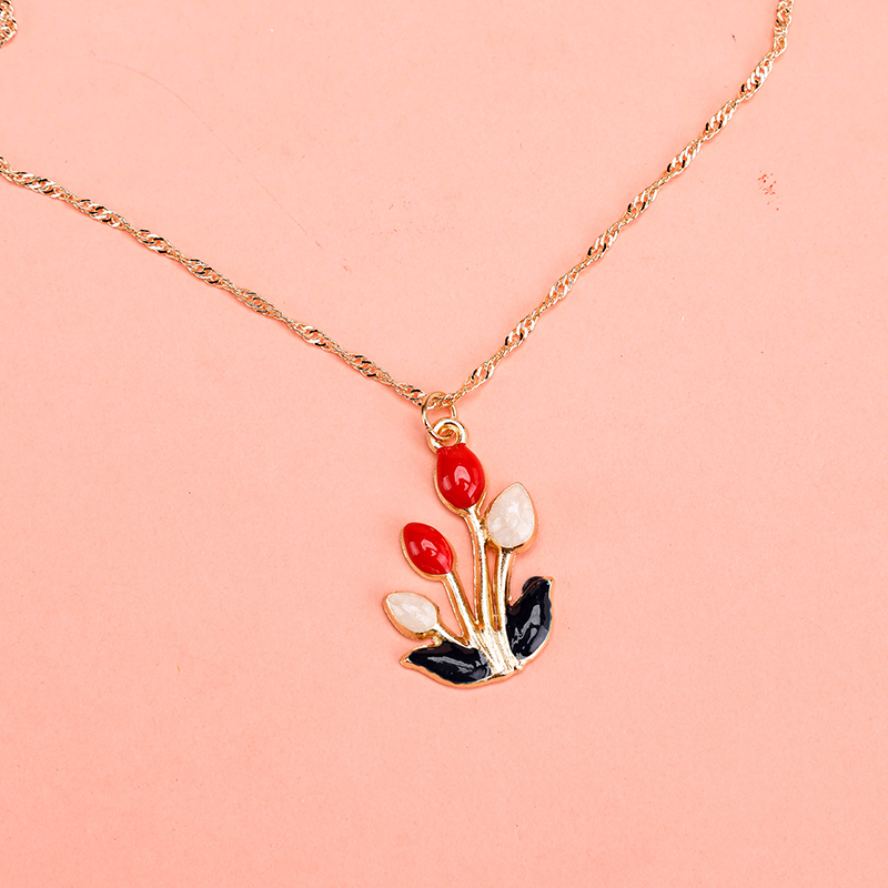 Colorful Enamel Tulip Necklace