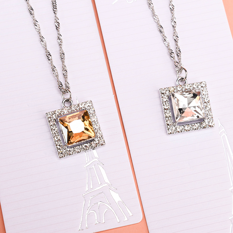 Colorful Square Cubic Zirconia Necklace
