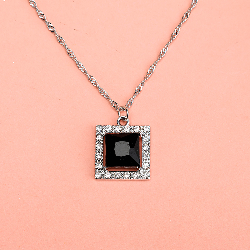 Colorful Square Cubic Zirconia Necklace