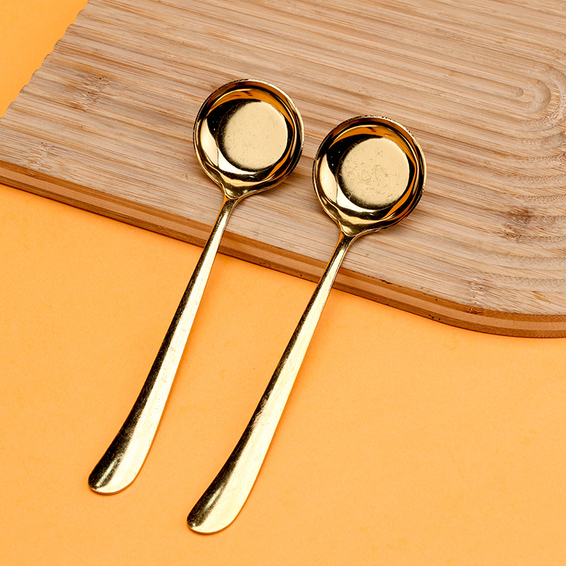 Golden Stainless Steel Round Spoon