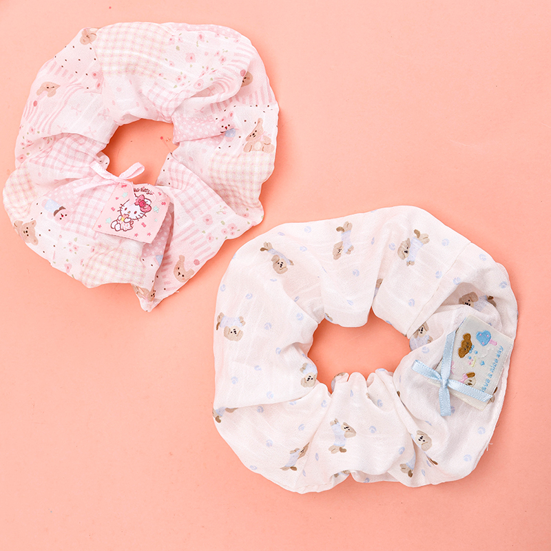 Printed Bow Label Nylon Polyester Hair Scrunchie 4012102020