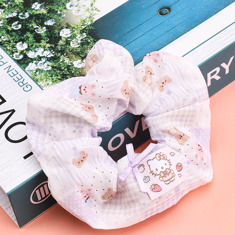 Printed Bow Label Nylon Polyester Hair Scrunchie 4012102020