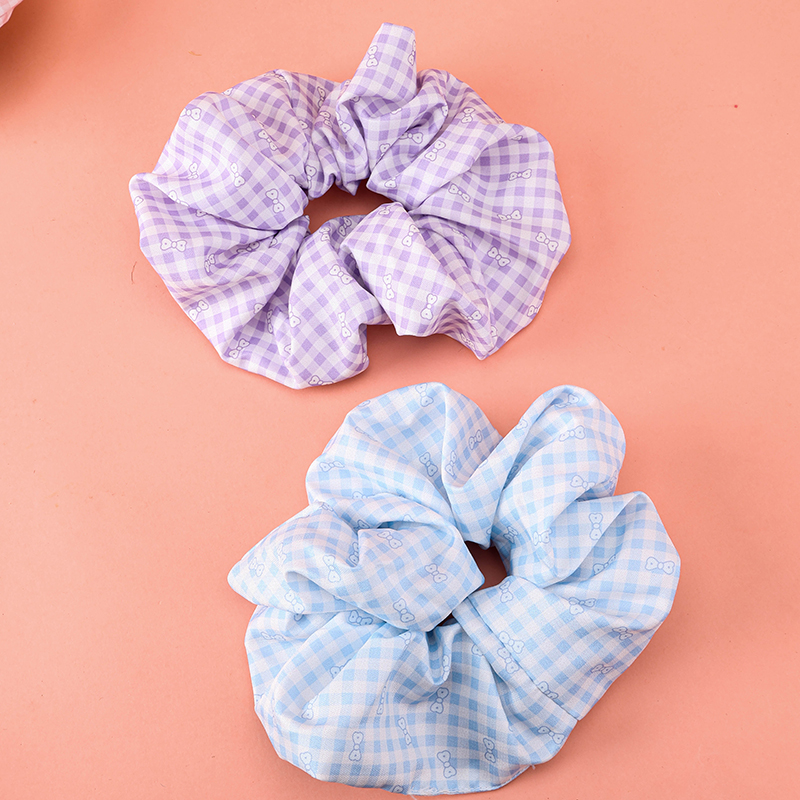 Check Bow Tie Printed Polyester Hair Scrunchie 4012102042