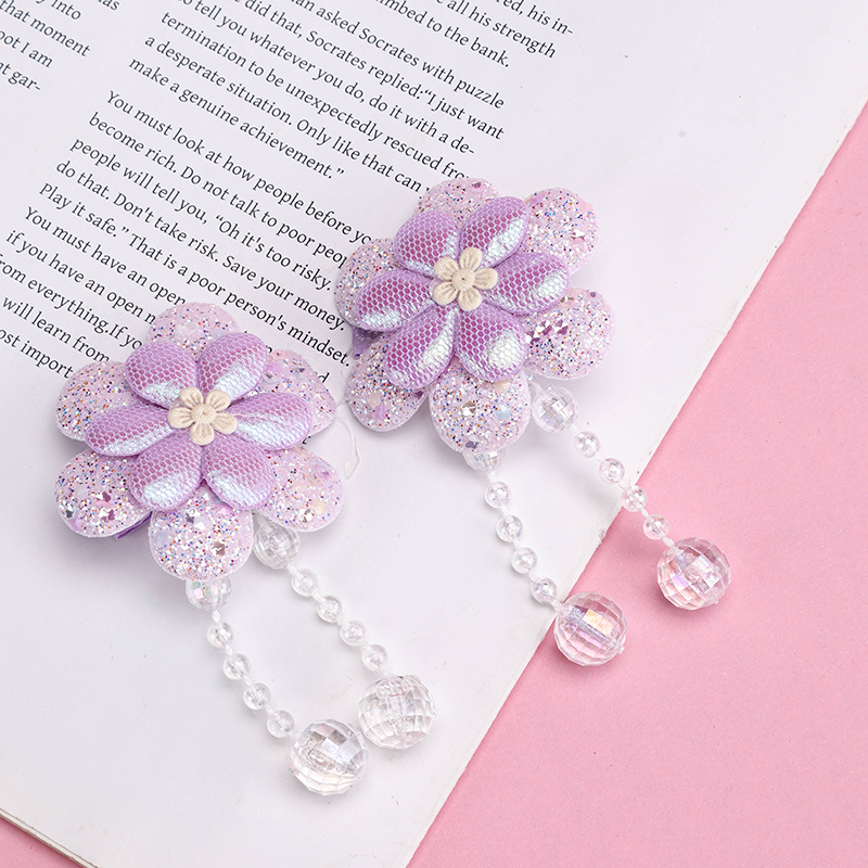 Sequin Flower Tassel Duckbill Hair Clip