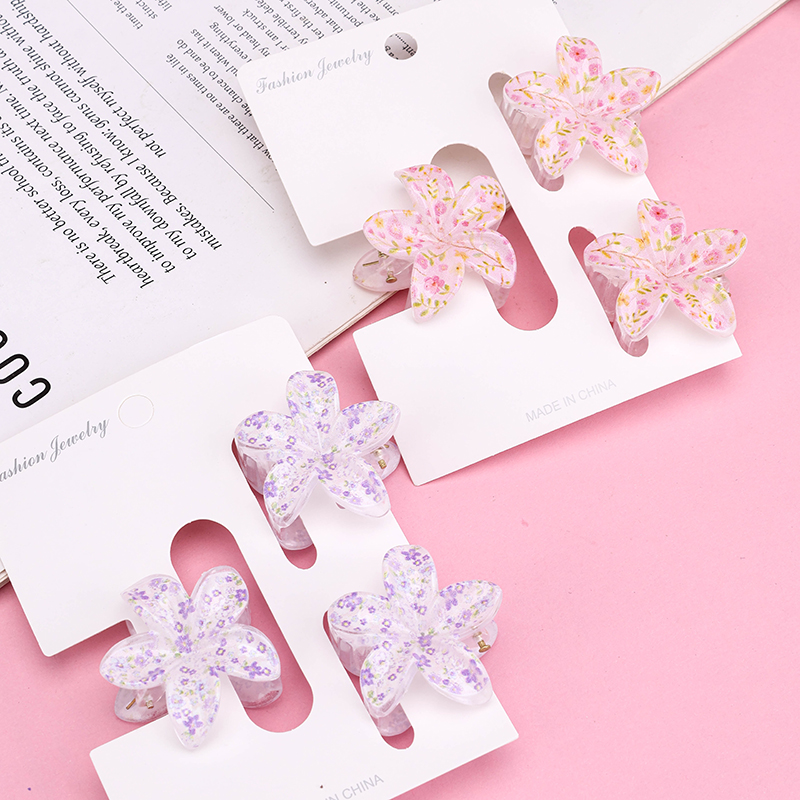 Plastic Floral Hair Claw Clip 3 Pieces Box 4011900422