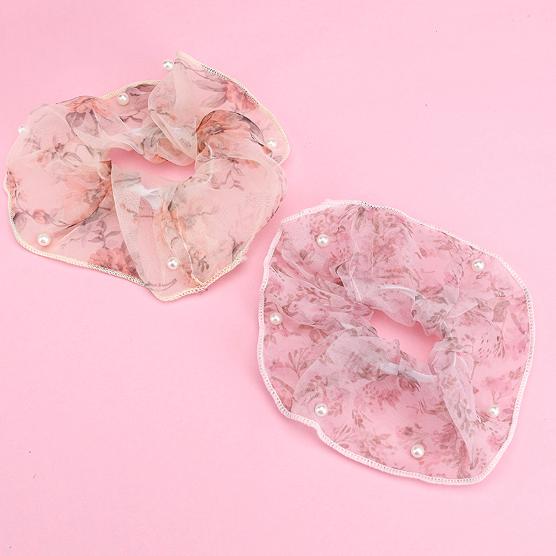 Gauze Bead Nylon Polyester Hair Scrunchie 4012102027