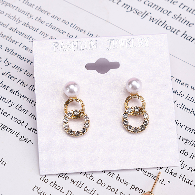 Mini Double Ring Pearl Ear Studs