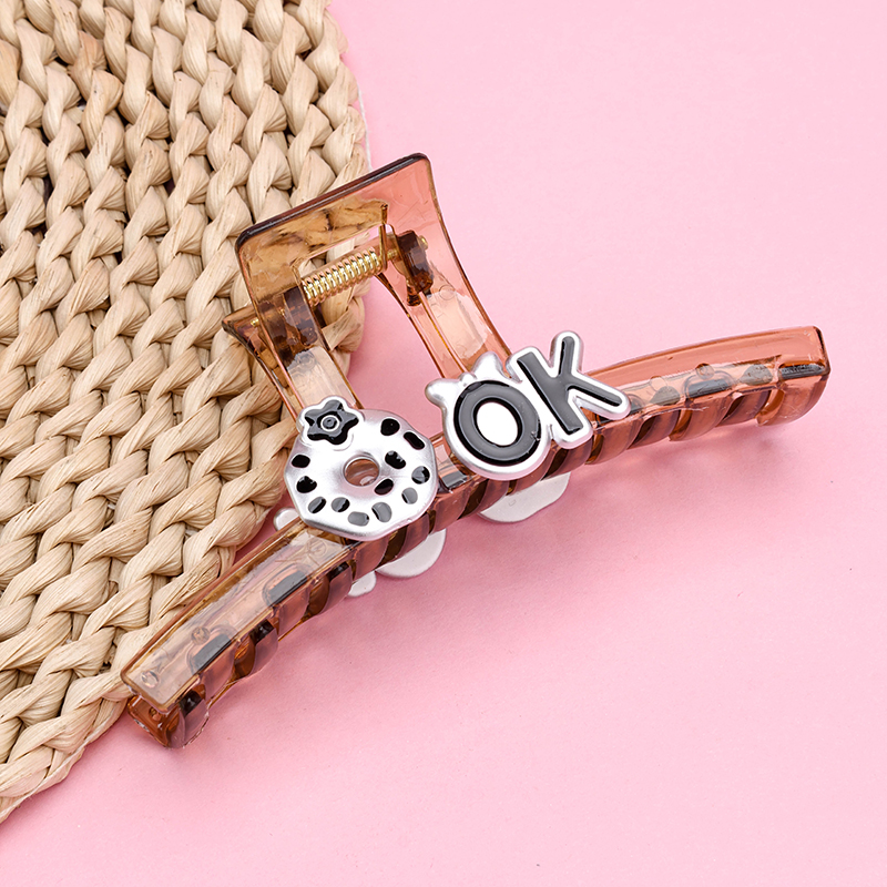 13 cm Double-Sided Letter Donut Large Hair Claw Clip Plastic 4011801317