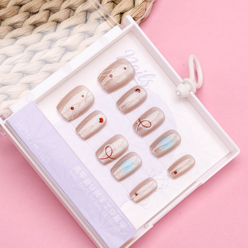 ZJ1019 Cat Eye Print Short False Nails Plastic 4031400121