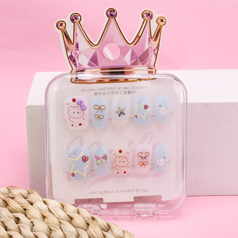 Short Rhinestone False Nails