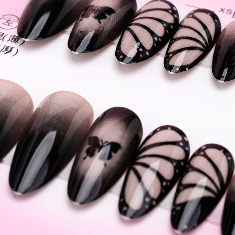 Dark Cat Eye False Nails