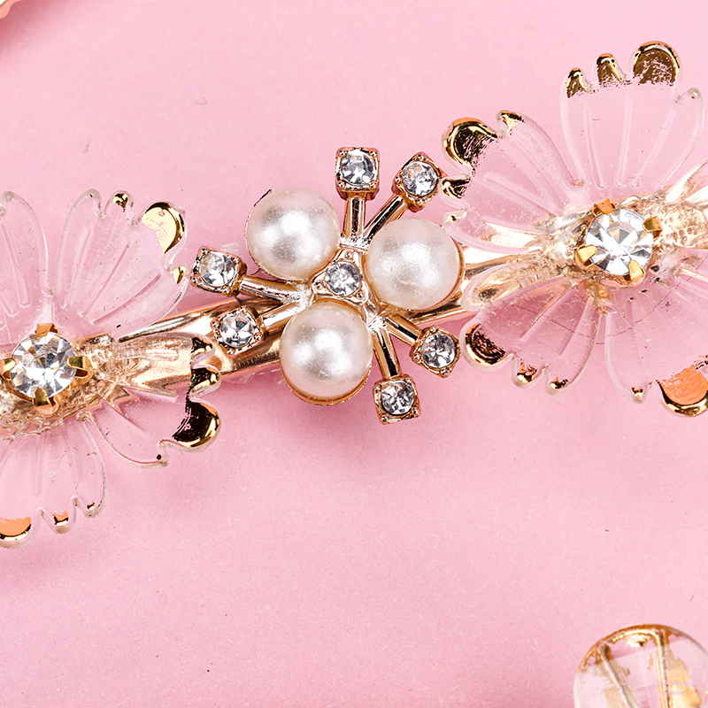 Alloy Pearl Rhinestone Flower Duckbill Hair Clip 4010402889