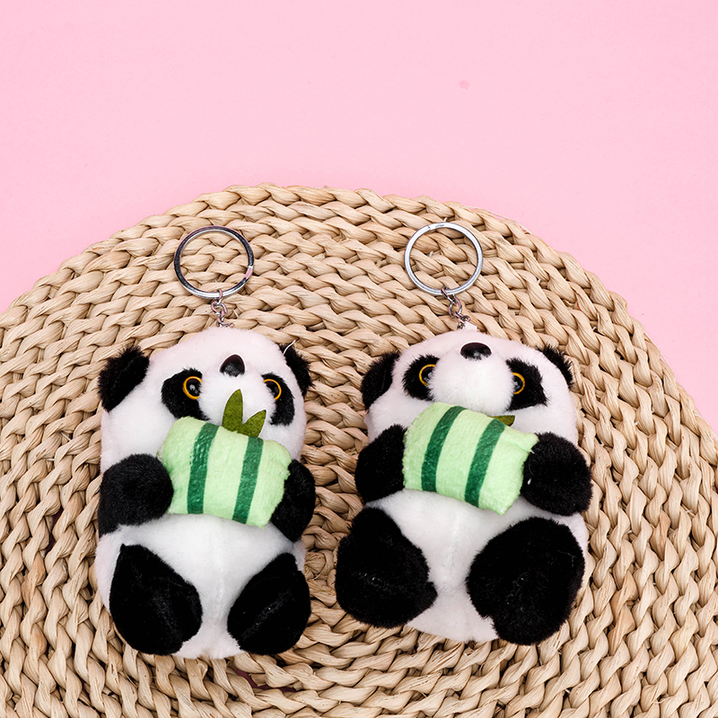 Plush Panda Holding Bamboo Bag Charm