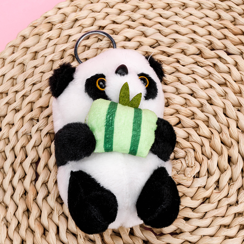 Plush Panda Holding Bamboo Bag Charm