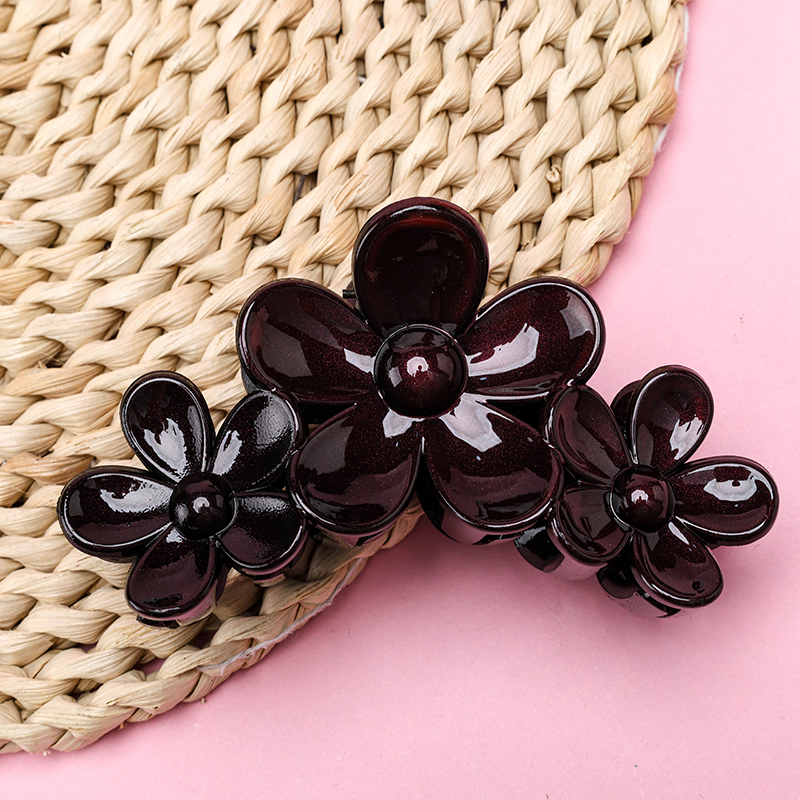 11 cm PS Hair Claw Clip Three Five-Petal Flower 4011801327