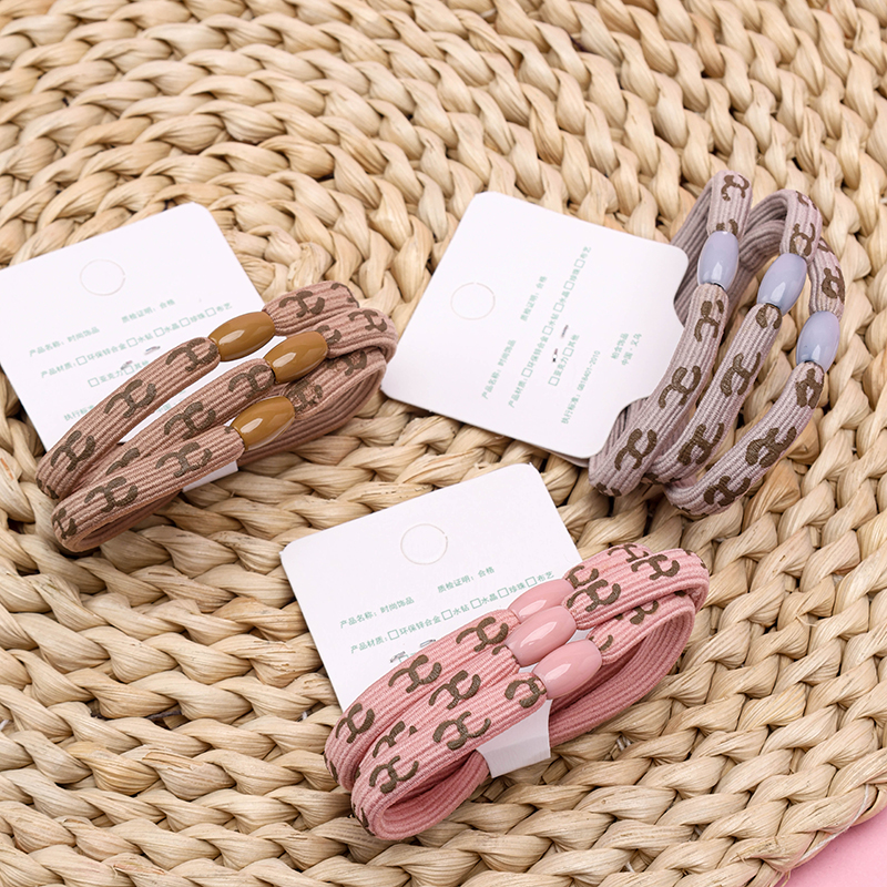 Three Curry Printed Flat Hair Bands Nylon