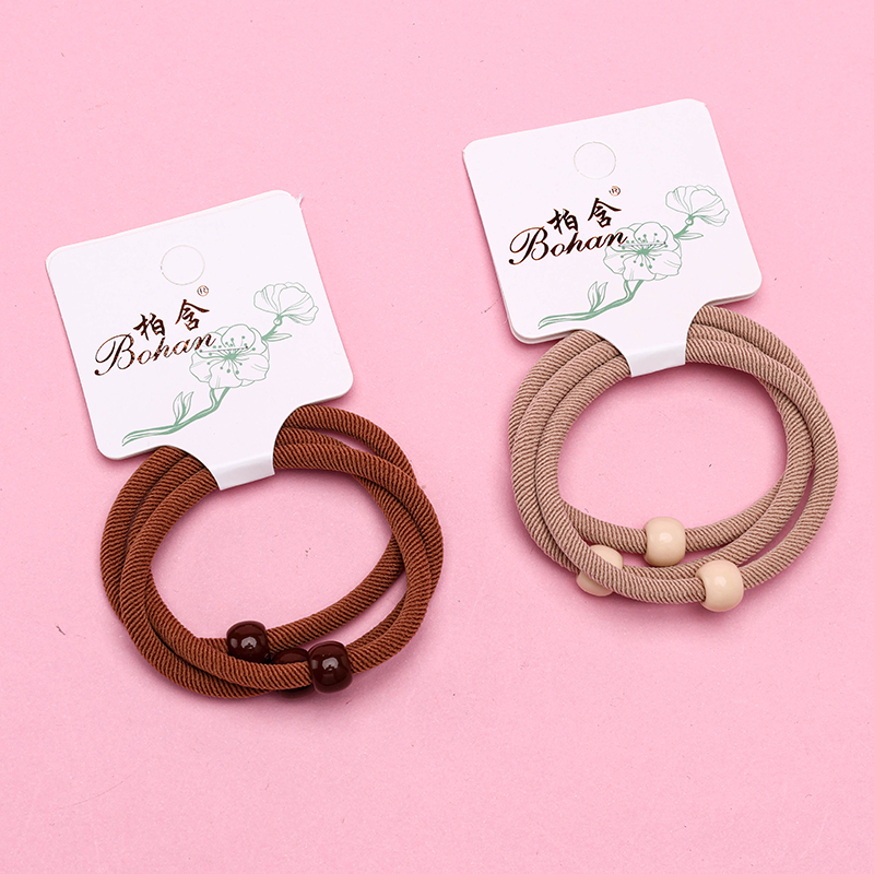 Boxed Four Round Beaded Curry Twill Hair Strand