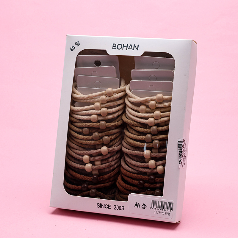 Boxed Four Round Beaded Curry Twill Hair Strand