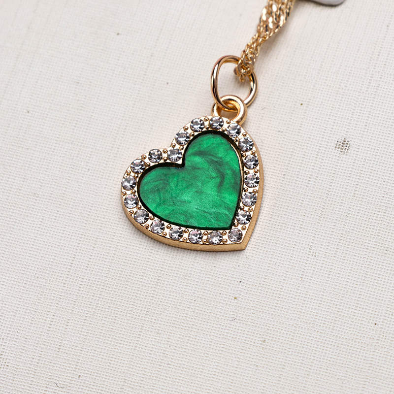 Colorful Rhinestone Heart Necklace