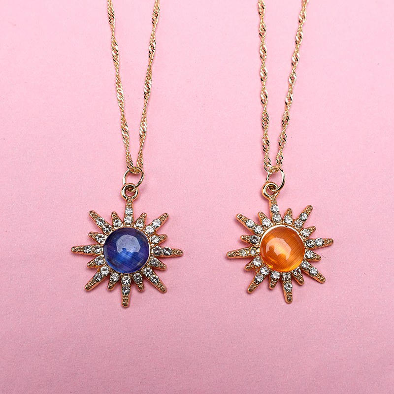 Colorful Cat's Eye Sunflower Necklace