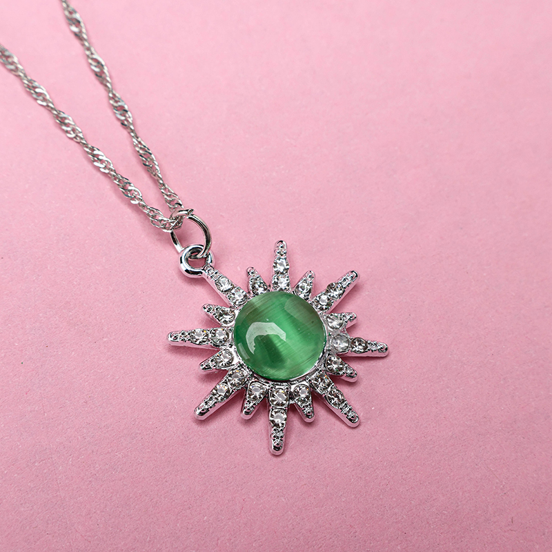 Colorful Cat's Eye Sunflower Necklace