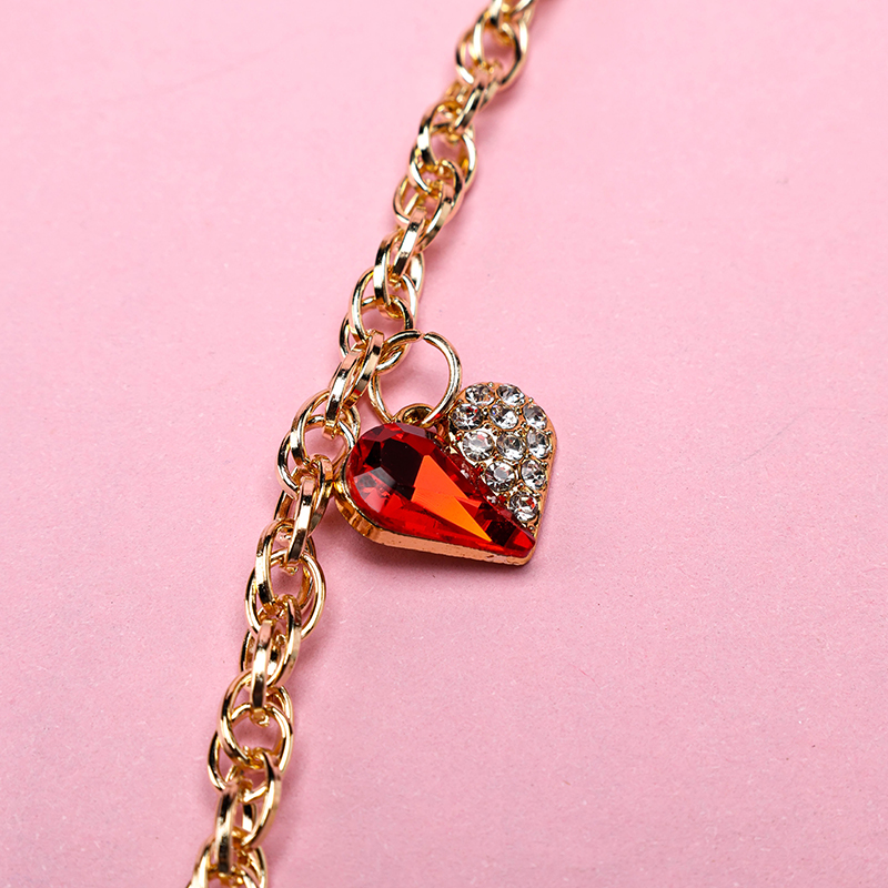 Double Heart Crystal Beaded Bracelet Alloy
