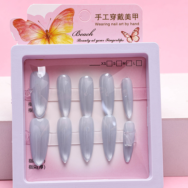 Icy Cat Eye False Nails