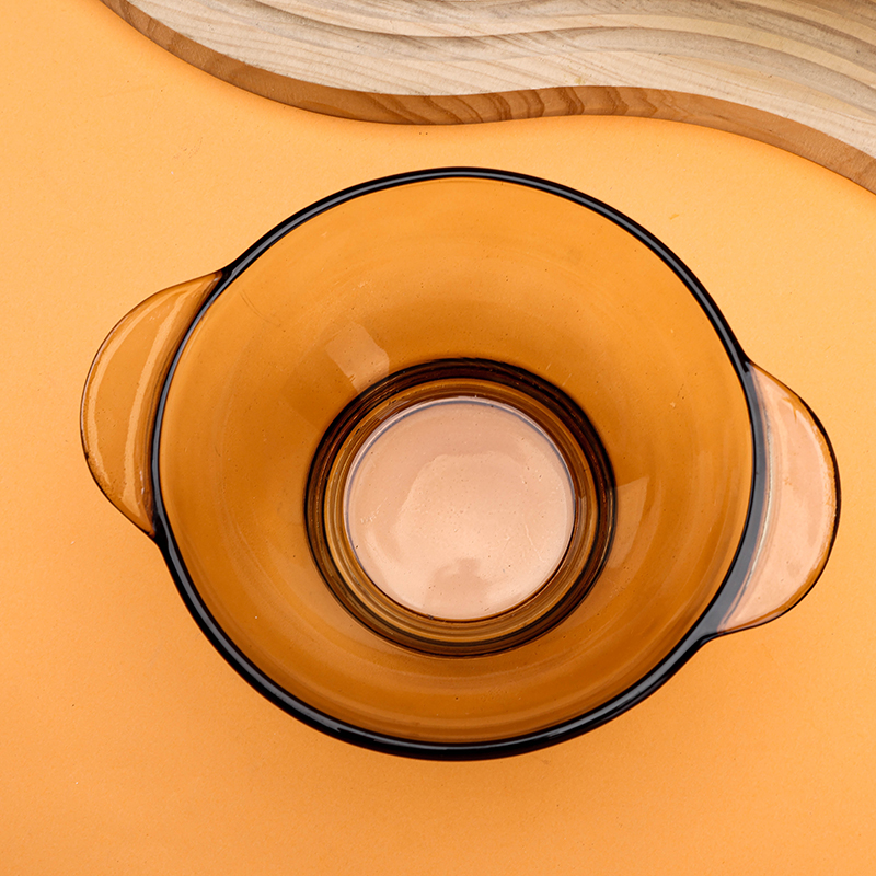 Juxin Binaural Glass Bowl Amber Soot