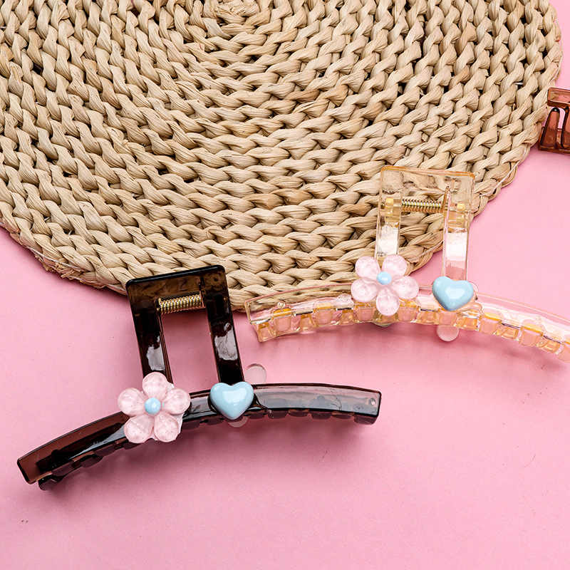 13 cm Flower Jelly Color Heart Large Hair Claw Clip