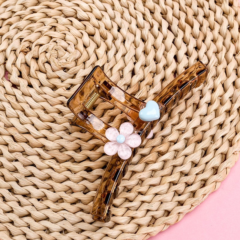 13 cm Flower Jelly Color Heart Large Hair Claw Clip