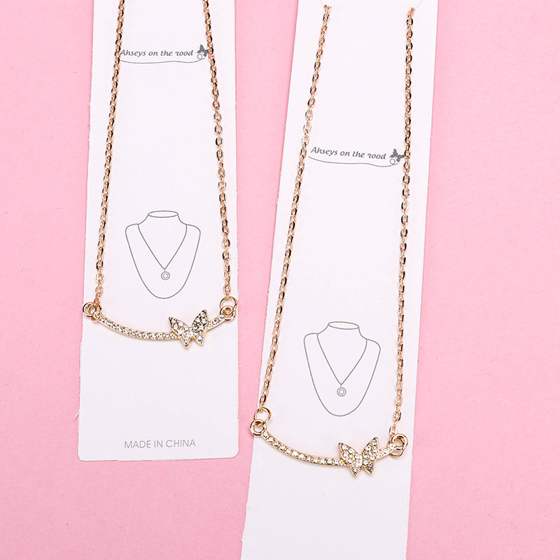 Simple Rhinestone Butterfly Wave Necklace