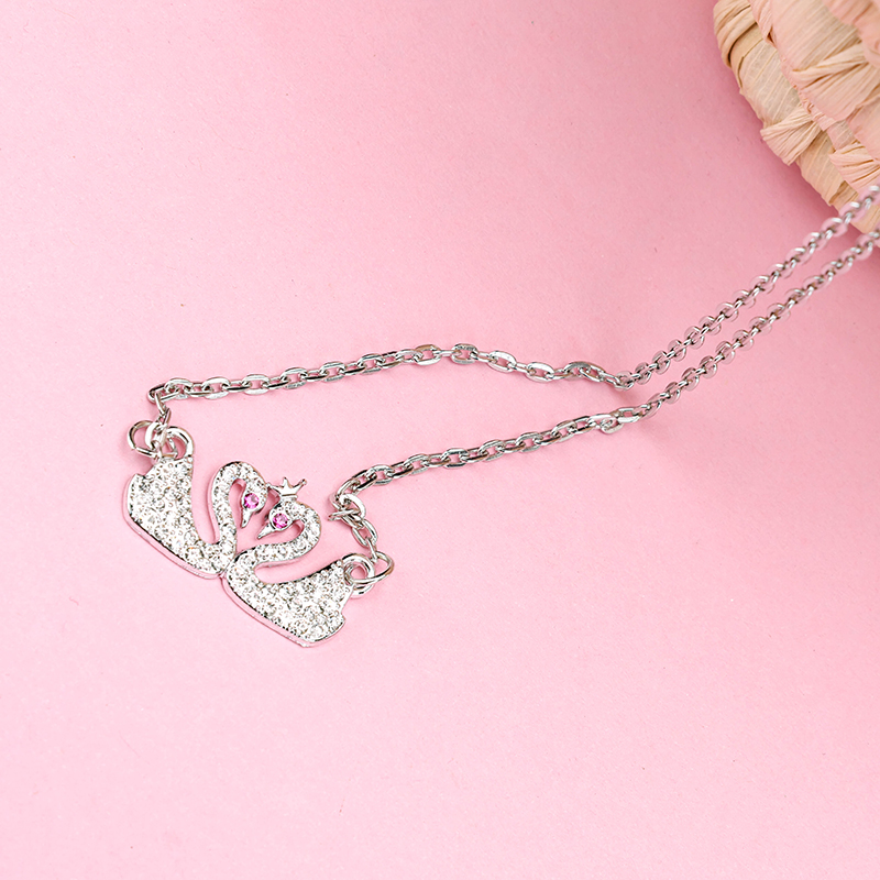 Full Diamond Swan Wave Necklace