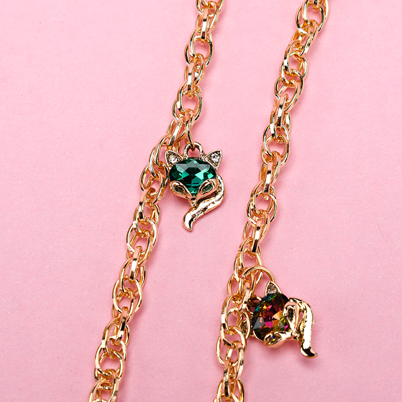 Colorful Crystal Fox Beaded Bracelet Alloy