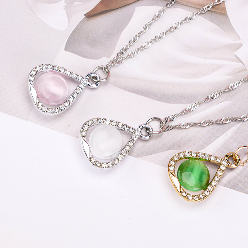 Drop Cat's Eye Wave Necklace