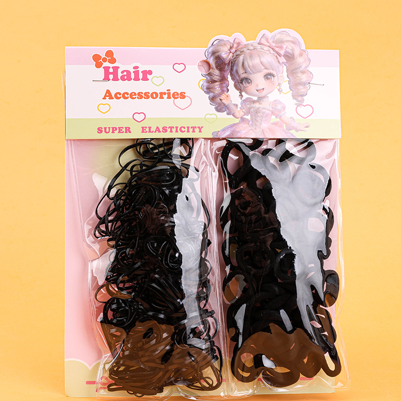 Sweetheart Princess Continuous Cotton Rubber Hair Band Black