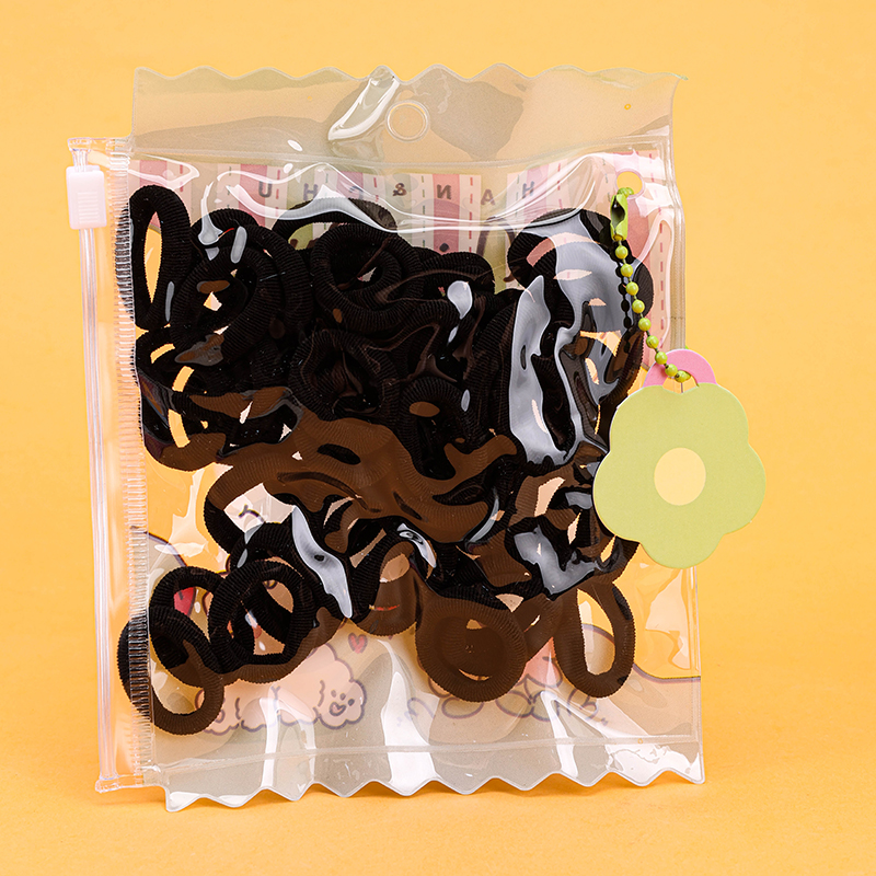 Candy Zipper Bag Children Towel Ring Hair Elastic Black