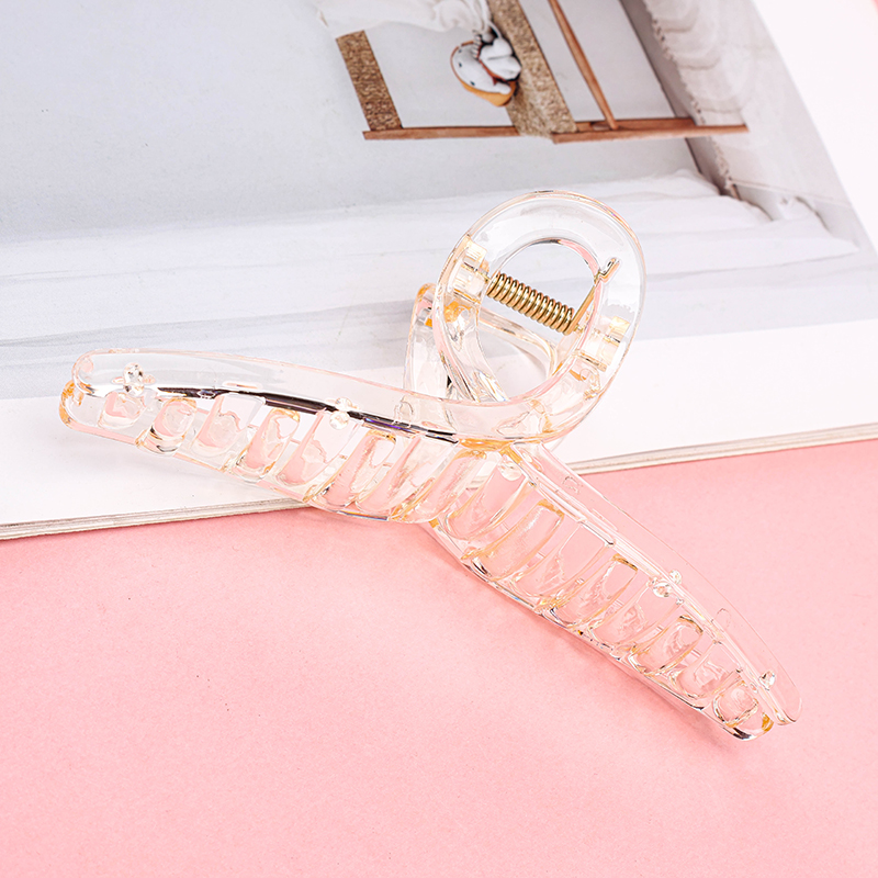 13 cm Plastic Hair Claw Clip Cross Design Brown Coffee 4011801335