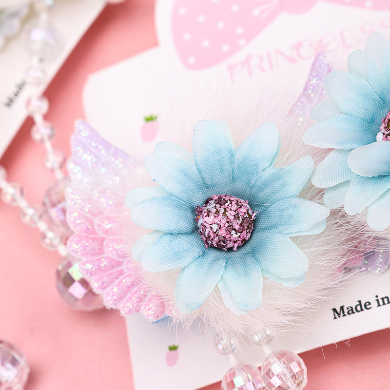 Boxed Wing Flower Accessory Pair Duckbill Hair Clip Alloy Polyester