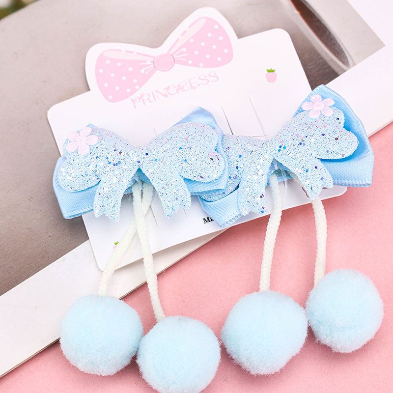 Boxed Pom Pom Bow Duckbill Hair Clip Alloy Polyester 4010402901