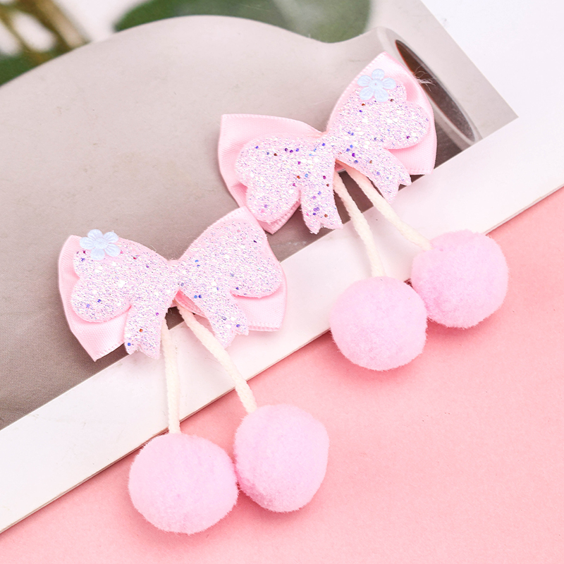 Boxed Pom Pom Bow Duckbill Hair Clip Alloy Polyester 4010402901