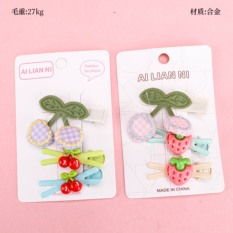 Boxed Fabric Fruit Duck Clip Combination Alloy 4010402924