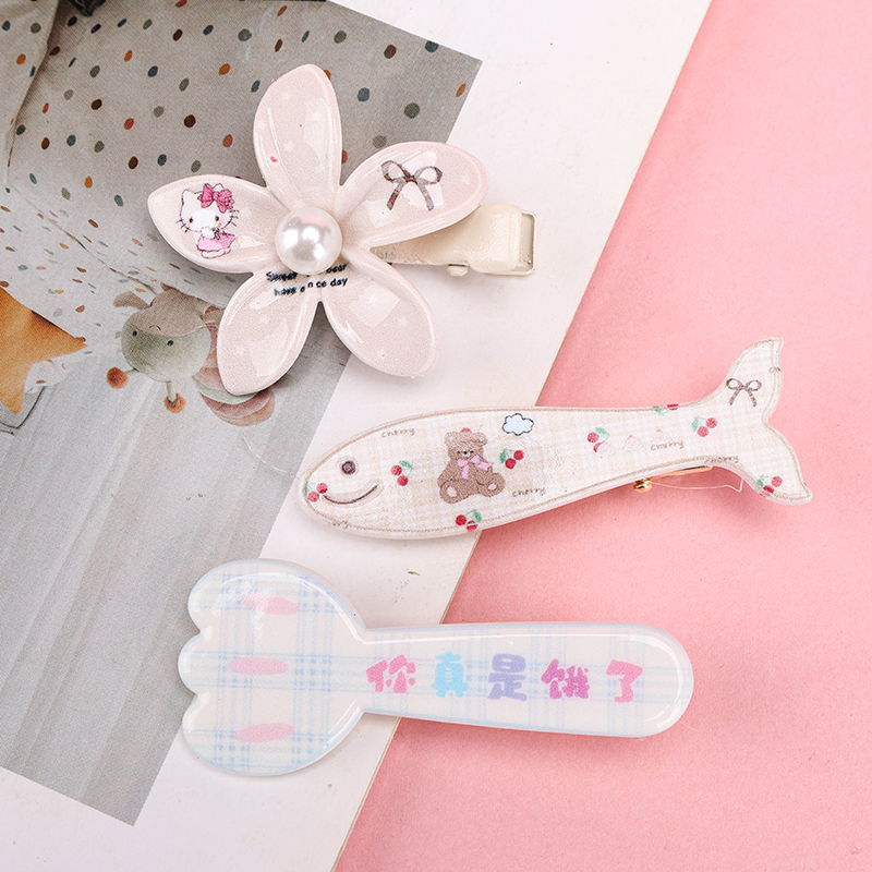 Boxed Three Five-Petal Flower Duck Hair Clip Alloy 4010402929