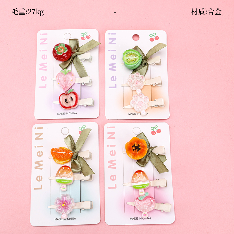 Three Bow Tie Fruit Duck Hair Clip Alloy 4010402939