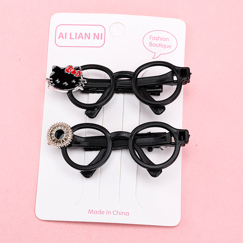 Black Glasses Pair Duck Hair Clip Alloy 4010402944