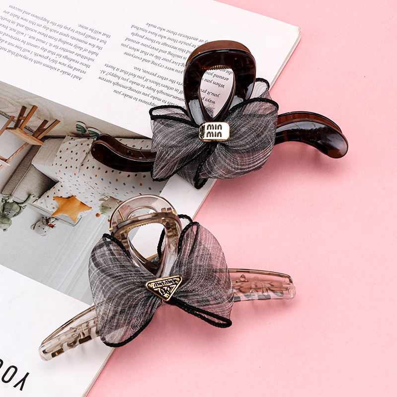 13 cm Double Layer Mesh Bow Accessory Large Hair Claw Clip ABS 4011801341