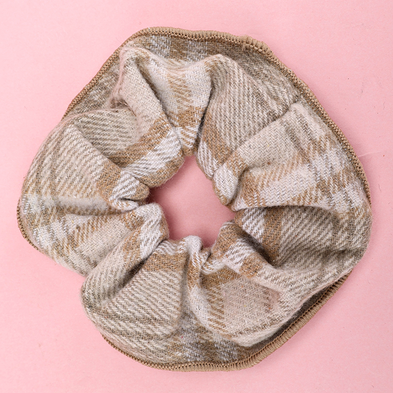 Boxed Woolen Check Large Bowel Ring Nylon/Polyester Hair Scrunchie 4012102060