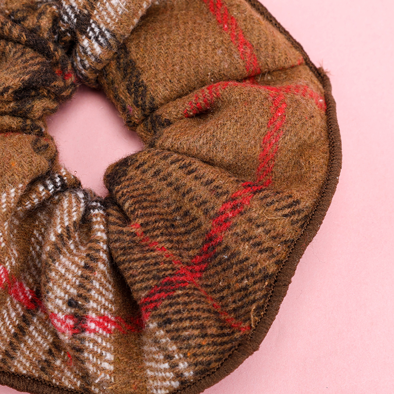 Boxed Woolen Check Large Bowel Ring Nylon/Polyester Hair Scrunchie 4012102060