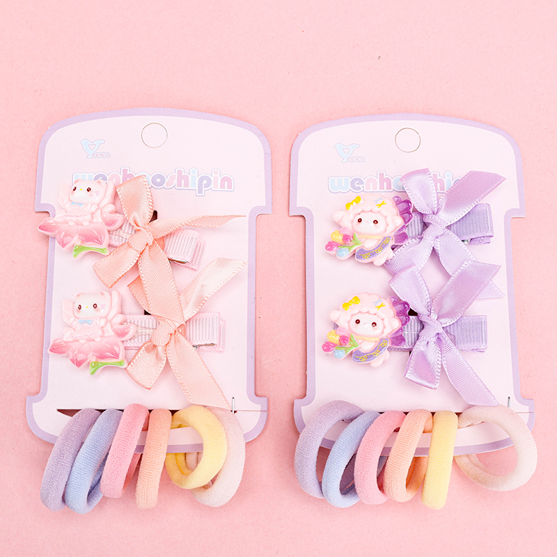 Bow and Duck Clip Hair Tie Set